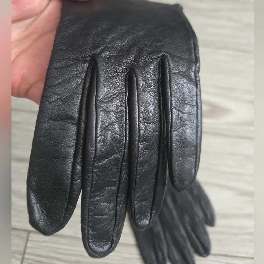 CHANEL Black Gloves with Gold Buttons Accents - Picture 5 of 7